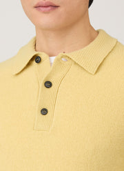 Men's Lambswool Polo Shirt in Dusty Yellow