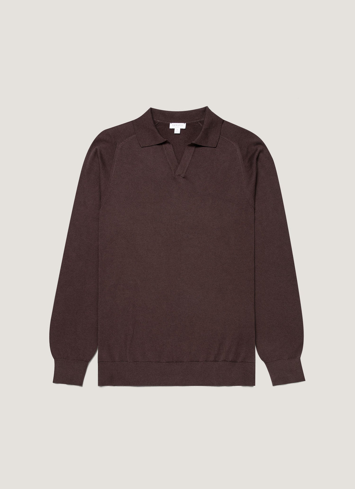 Men's Sea Island Cashmere Knitted Polo in Dark Chocolate