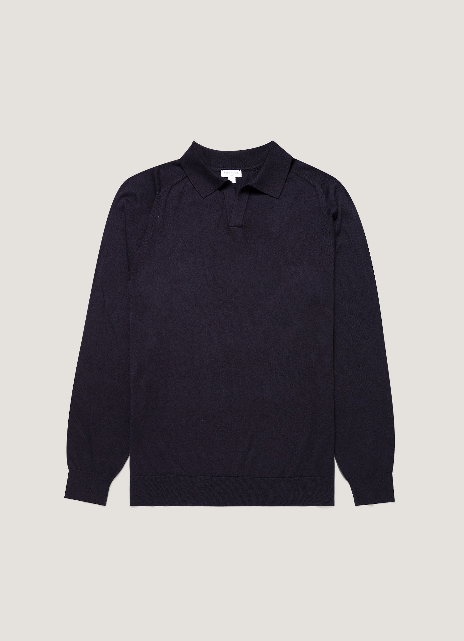 Men's Sea Island Cashmere Knitted Polo in Midnight Navy