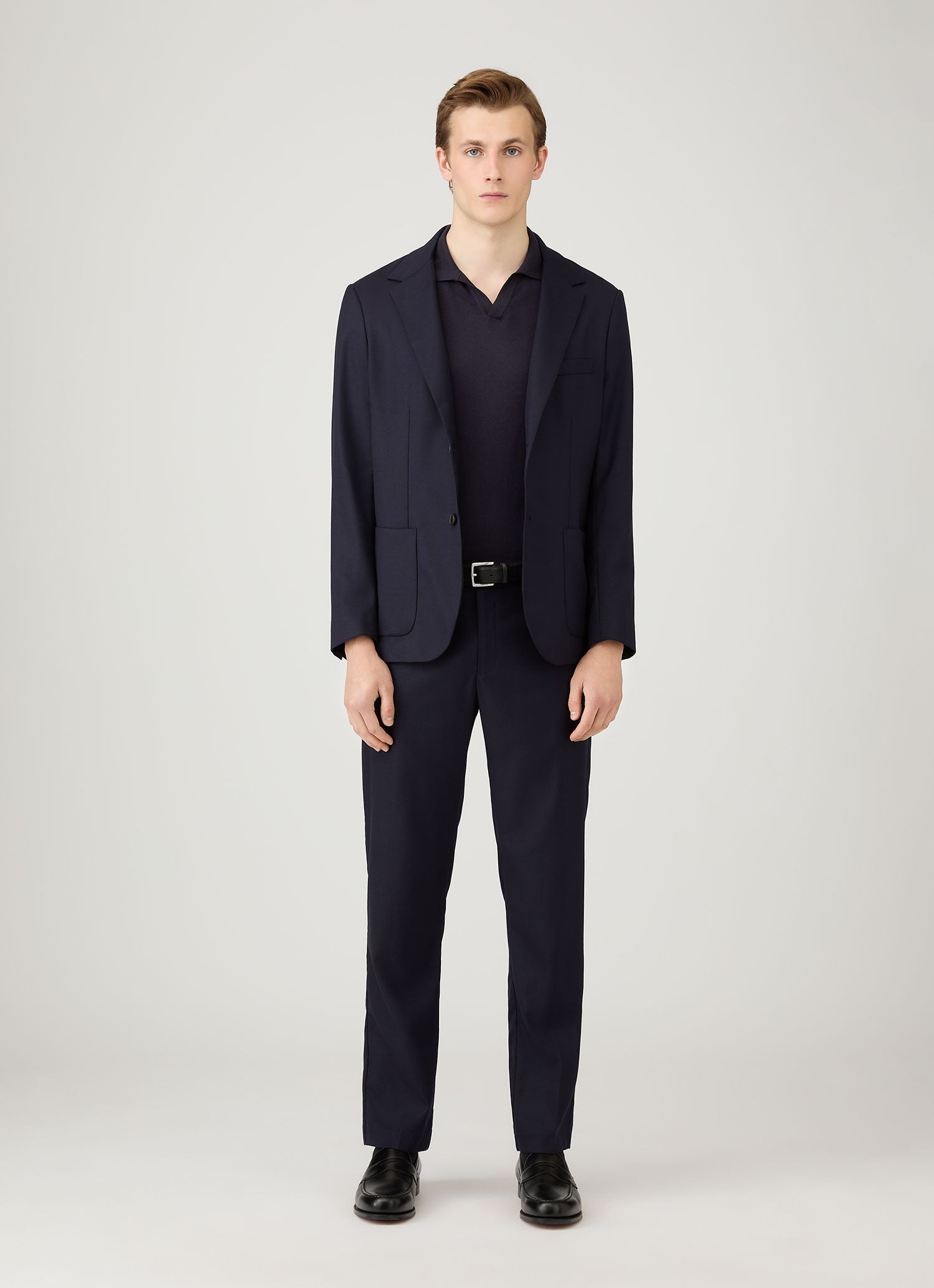 Men's Sea Island Cashmere Knitted Polo in Midnight Navy