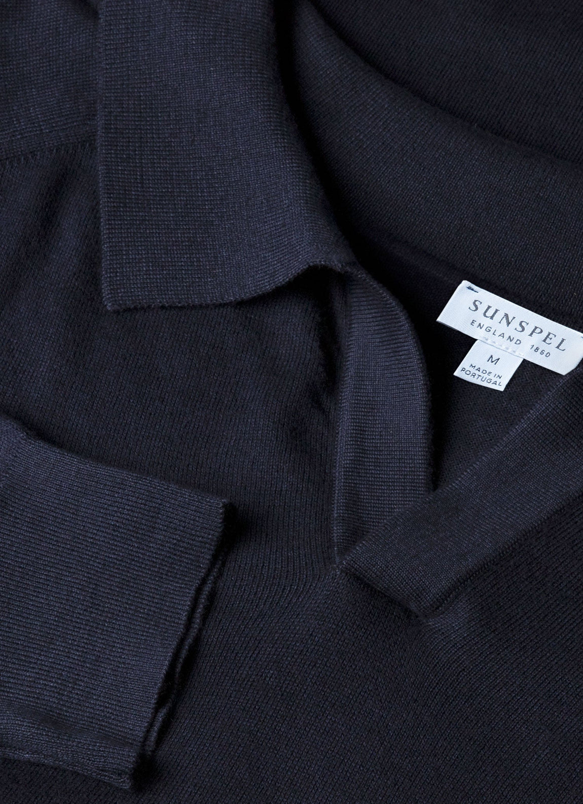 Men's Sea Island Cashmere Knitted Polo in Midnight Navy