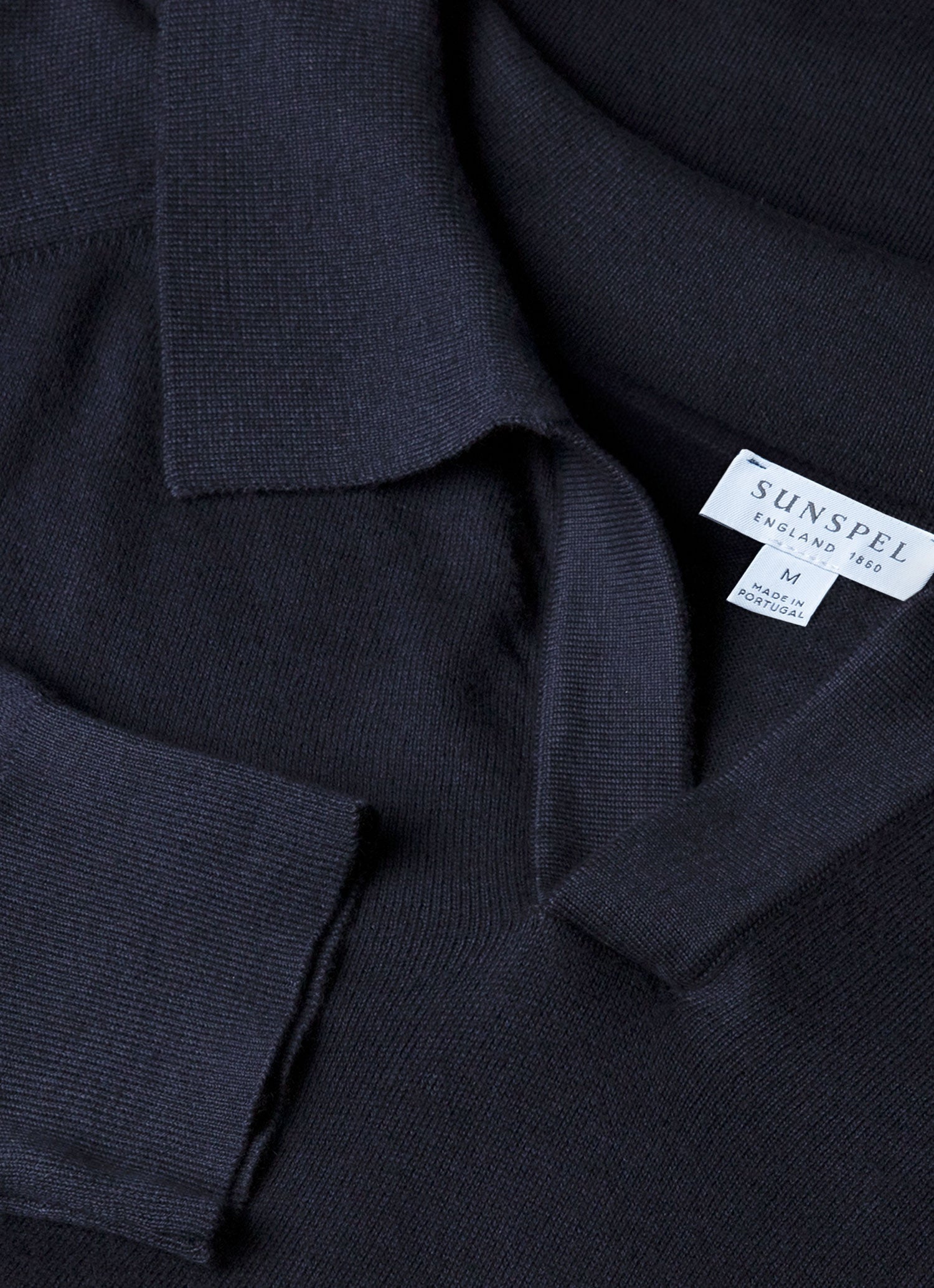 Men's Sea Island Cashmere Knitted Polo in Midnight Navy