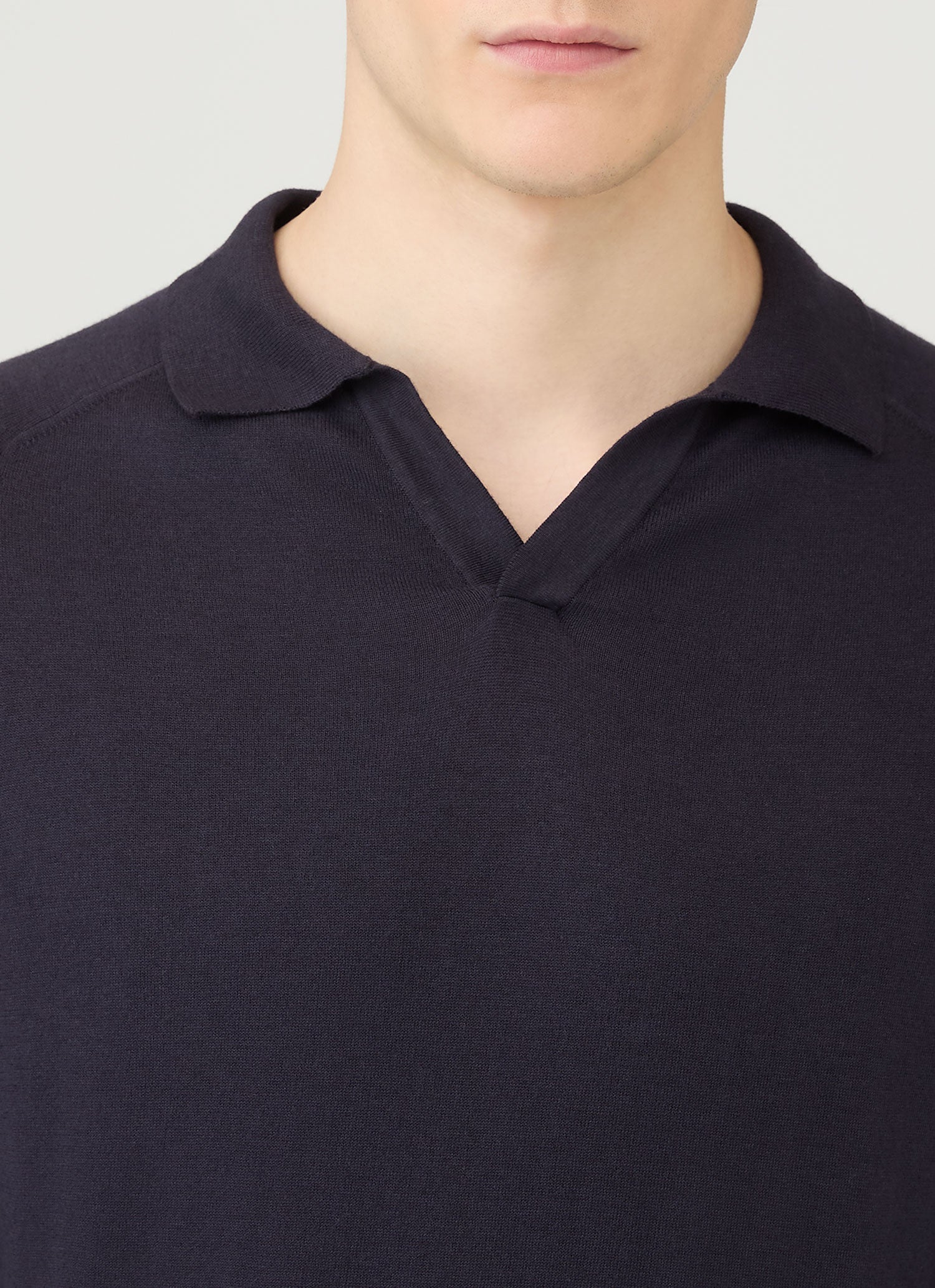 Men's Sea Island Cashmere Polo Shirt in Midnight Navy