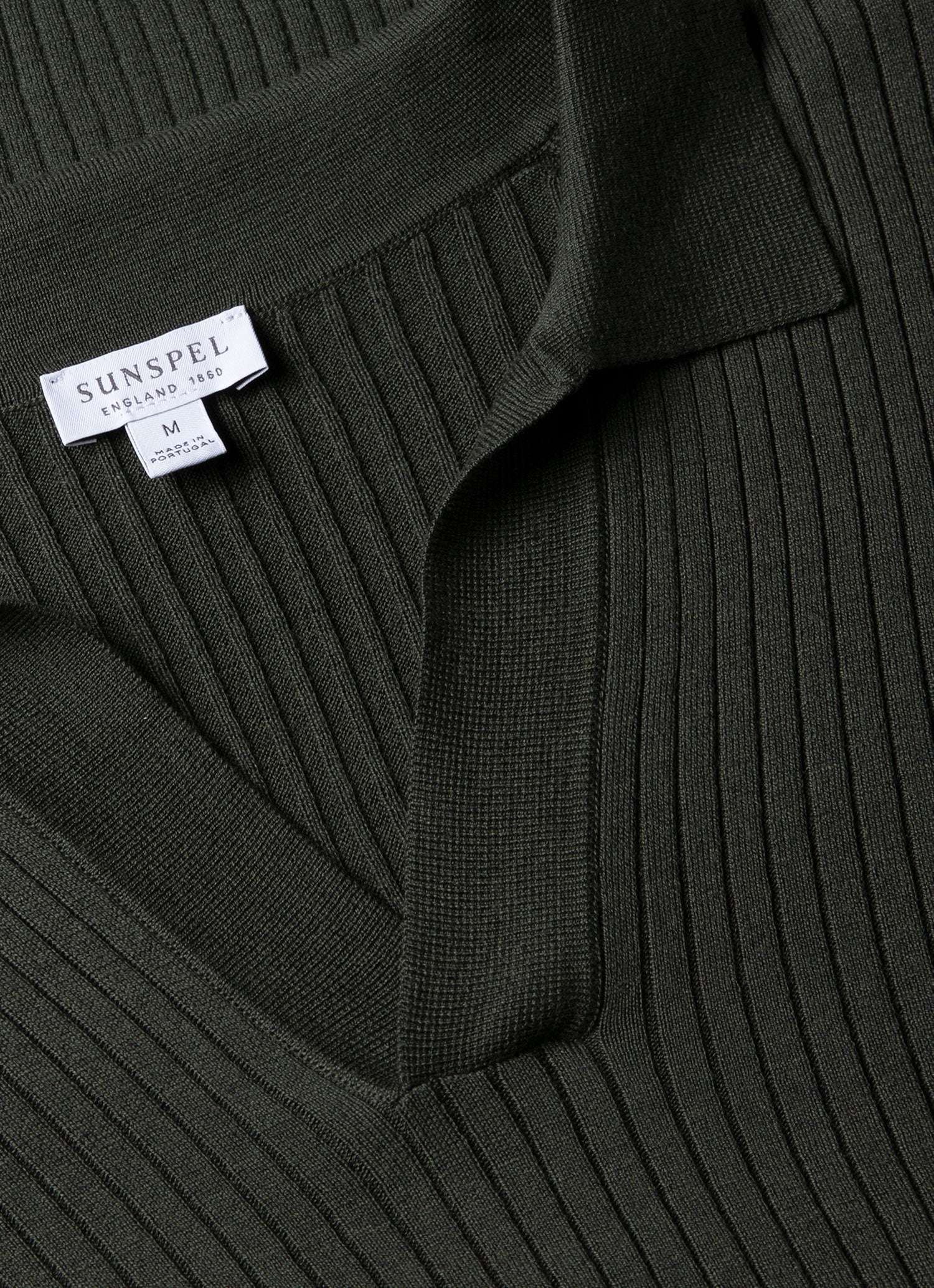 Men's Fine Rib Silk Cotton Polo in Dusk Green