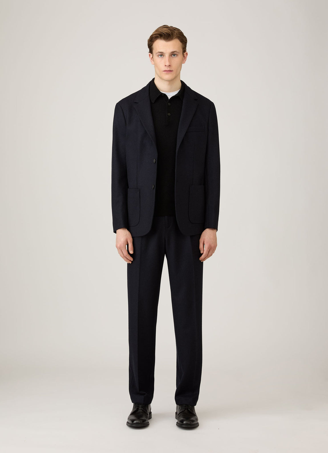 Men's Cashmere Knitted Polo Shirt in Black