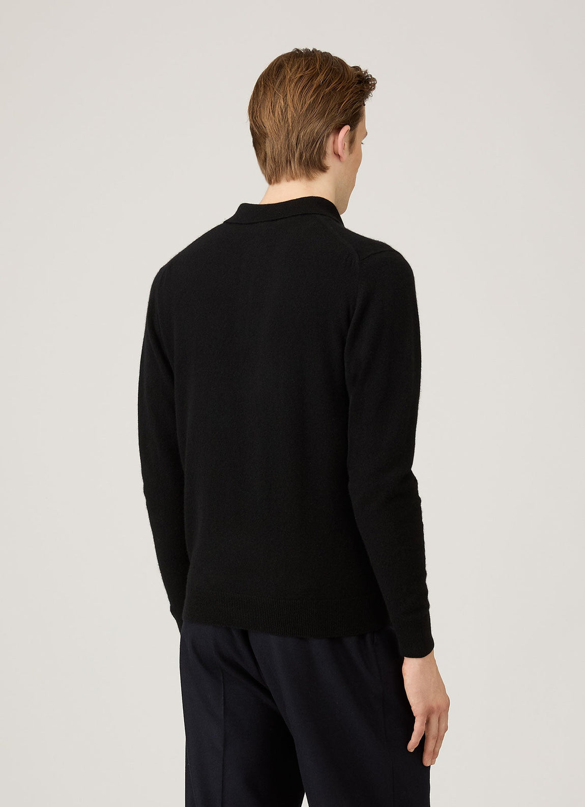 Men's Cashmere Polo Shirt in Black