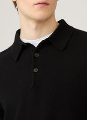 Men's Cashmere Knitted Polo Shirt in Black