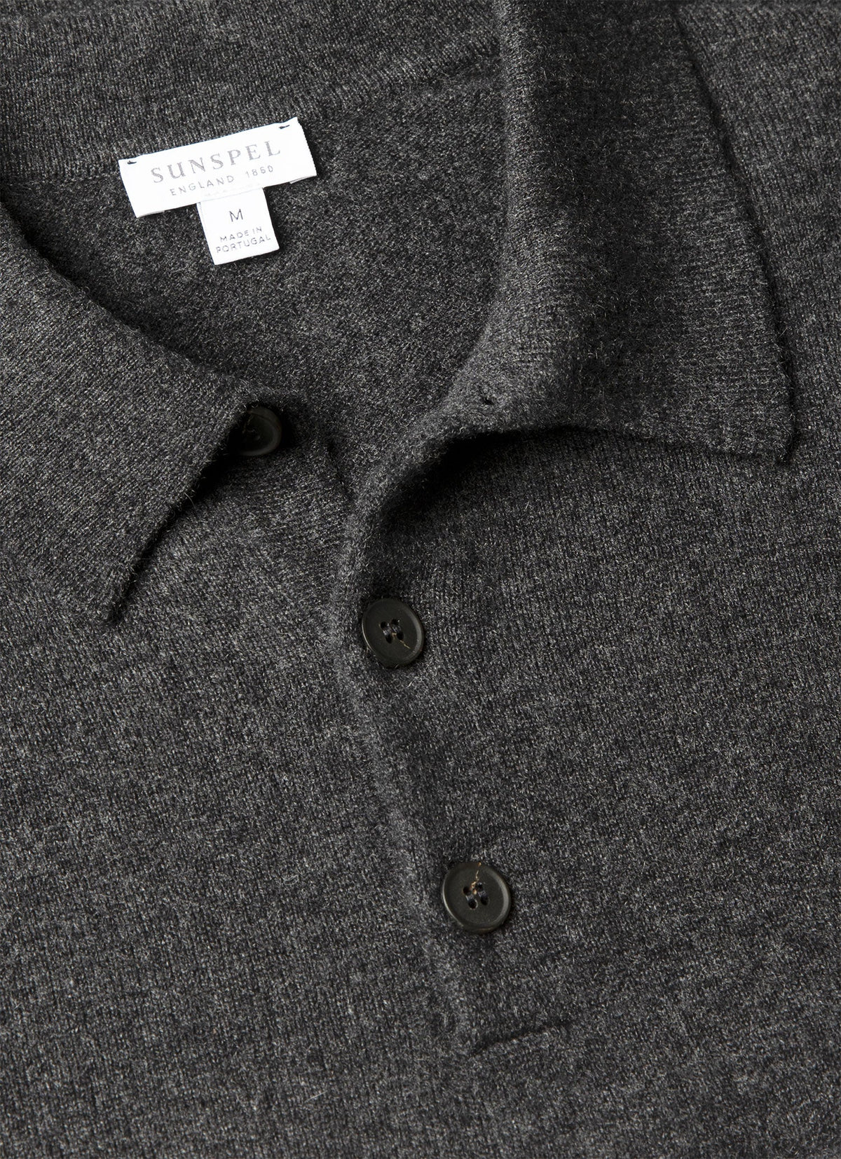 Men's Cashmere Knitted Polo Shirt in Charcoal Melange
