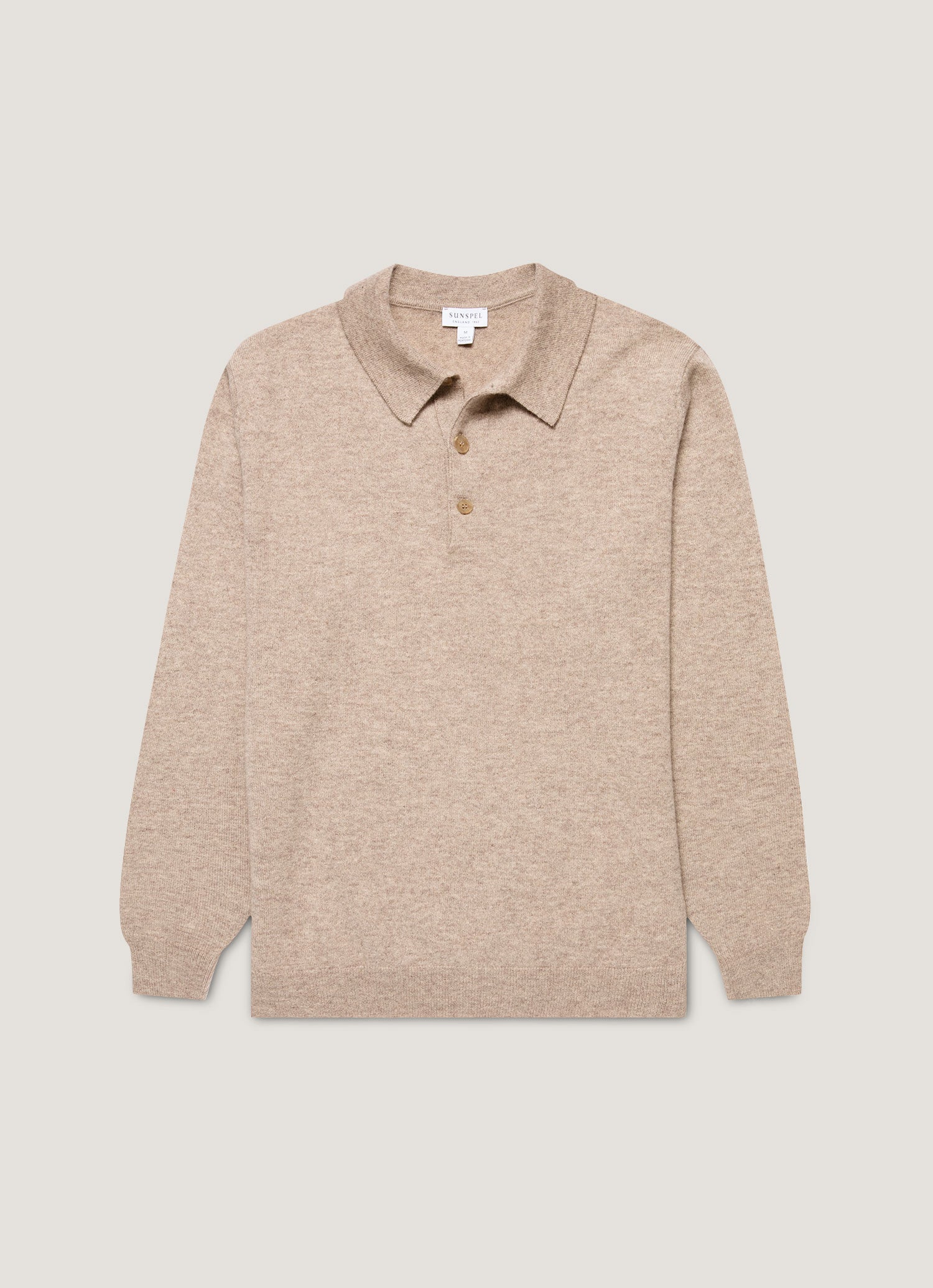 Men's Cashmere Polo Shirt in Oatmeal Melange