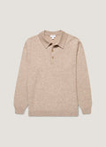 Men's Cashmere Knitted Polo Shirt in Oatmeal Melange