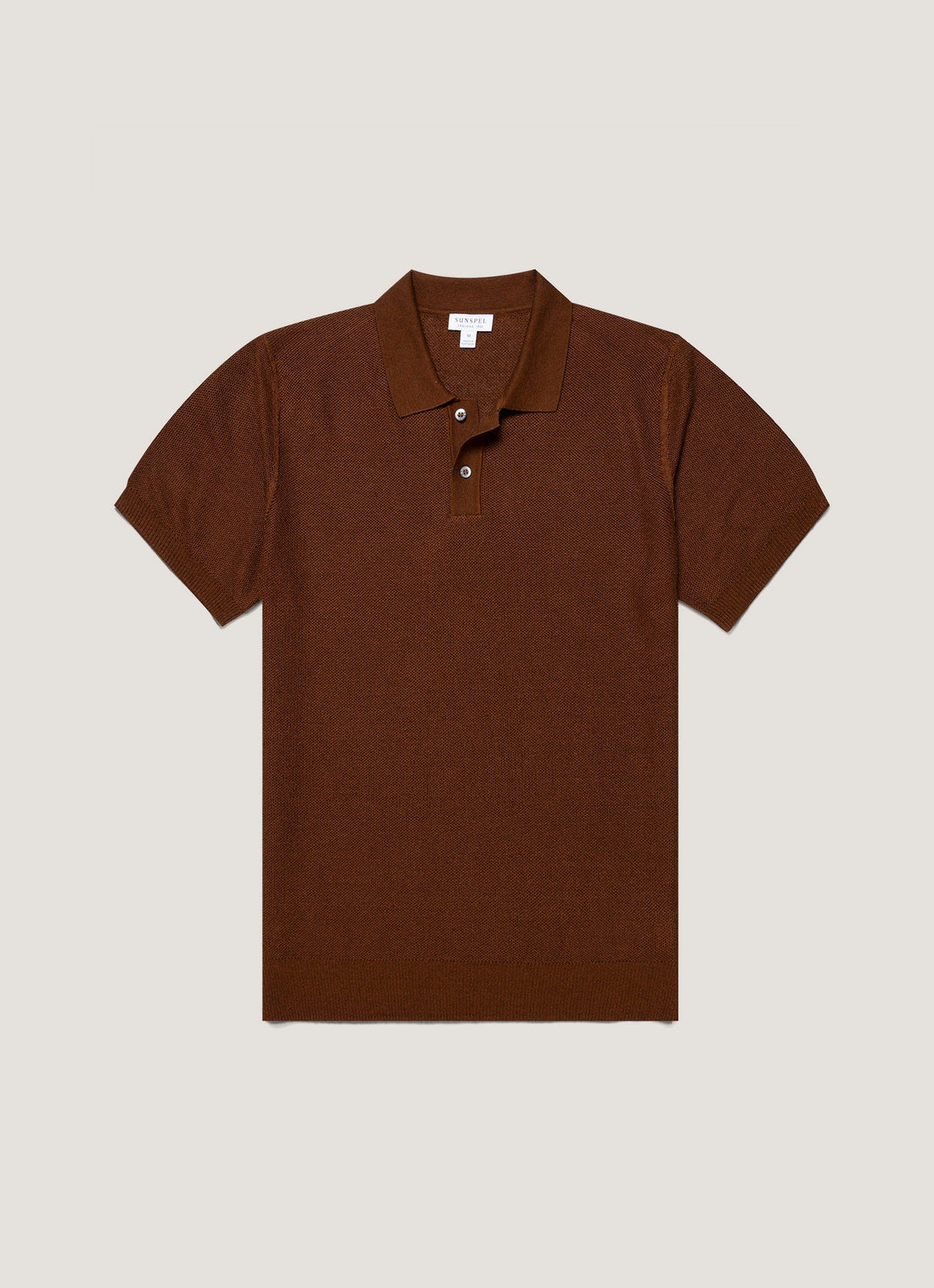 Polo nid d’abeille en lin et soie
