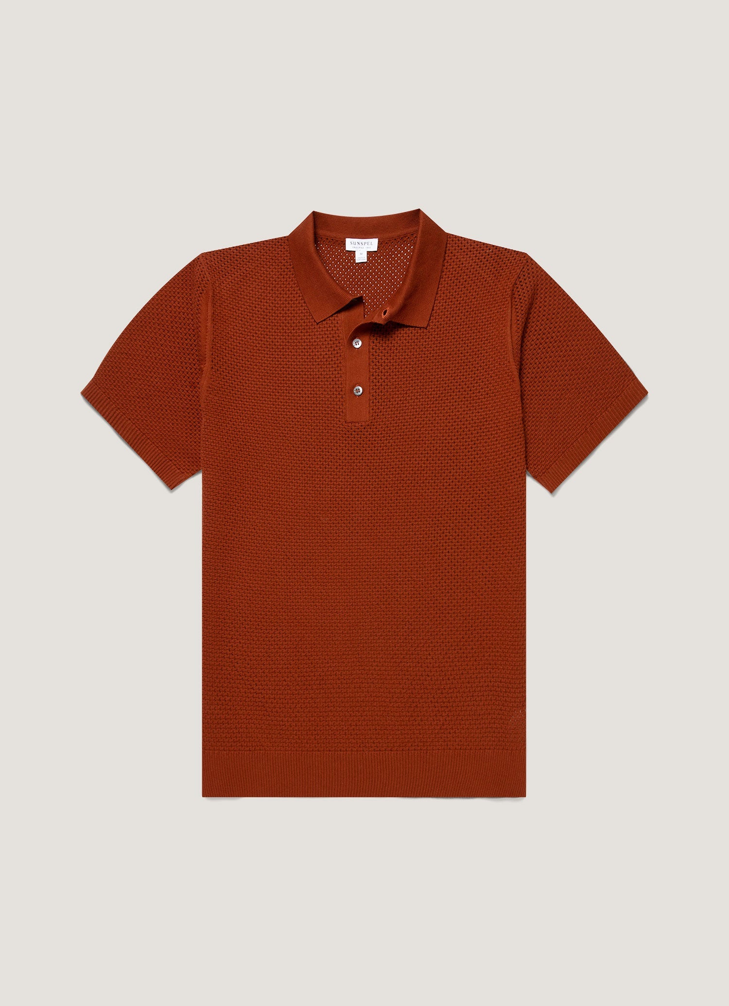 Men's Cotton Mesh Polo in Rust