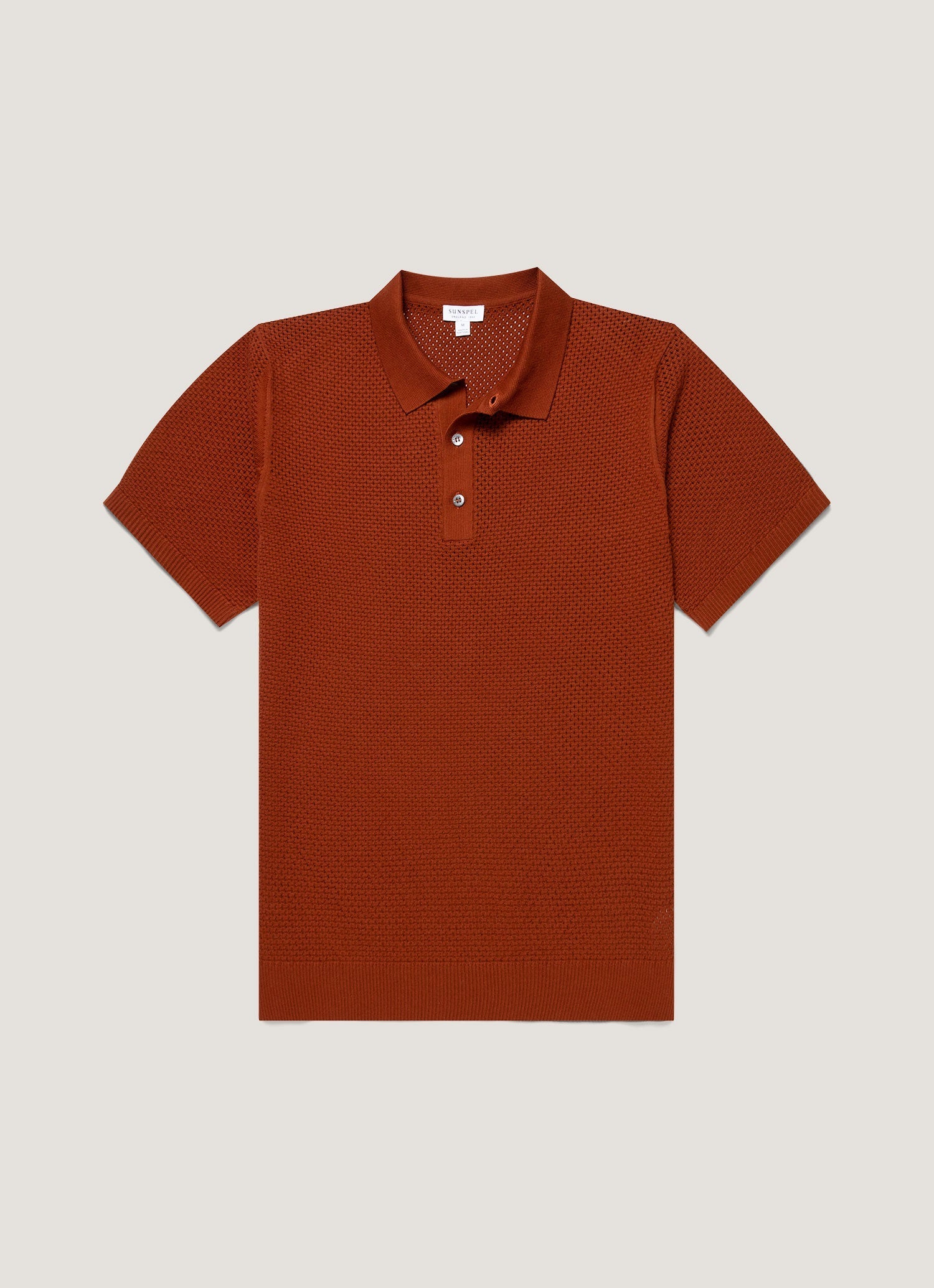 Men's Cotton Mesh Polo Shirt in Rust