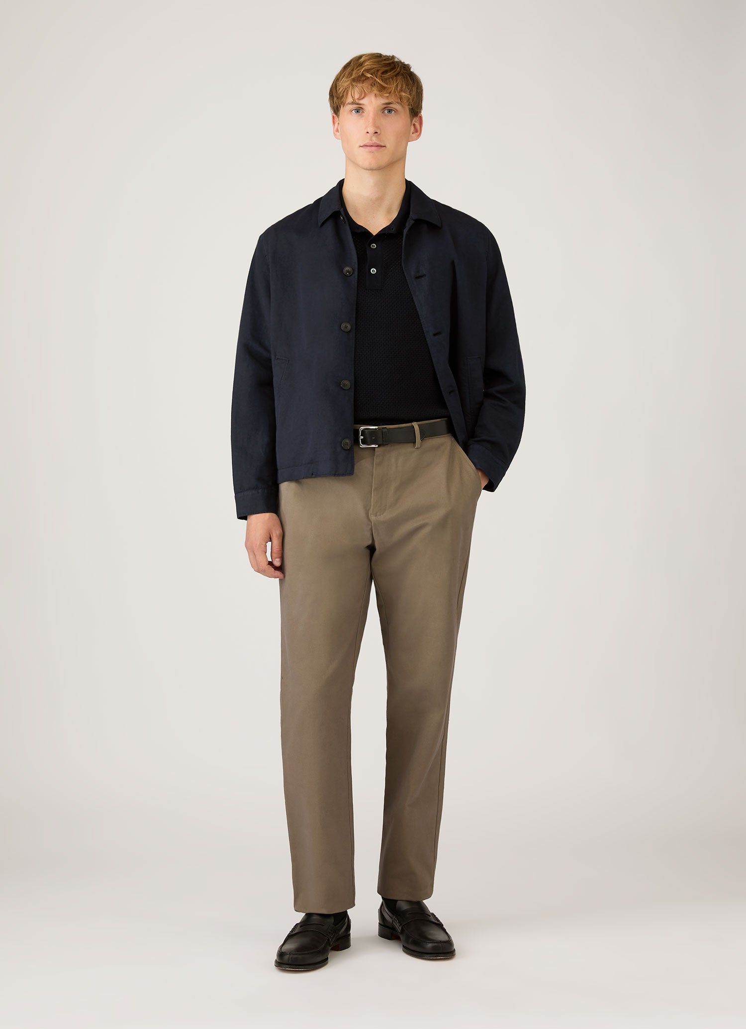 Men's Cotton Mesh Polo in Navy