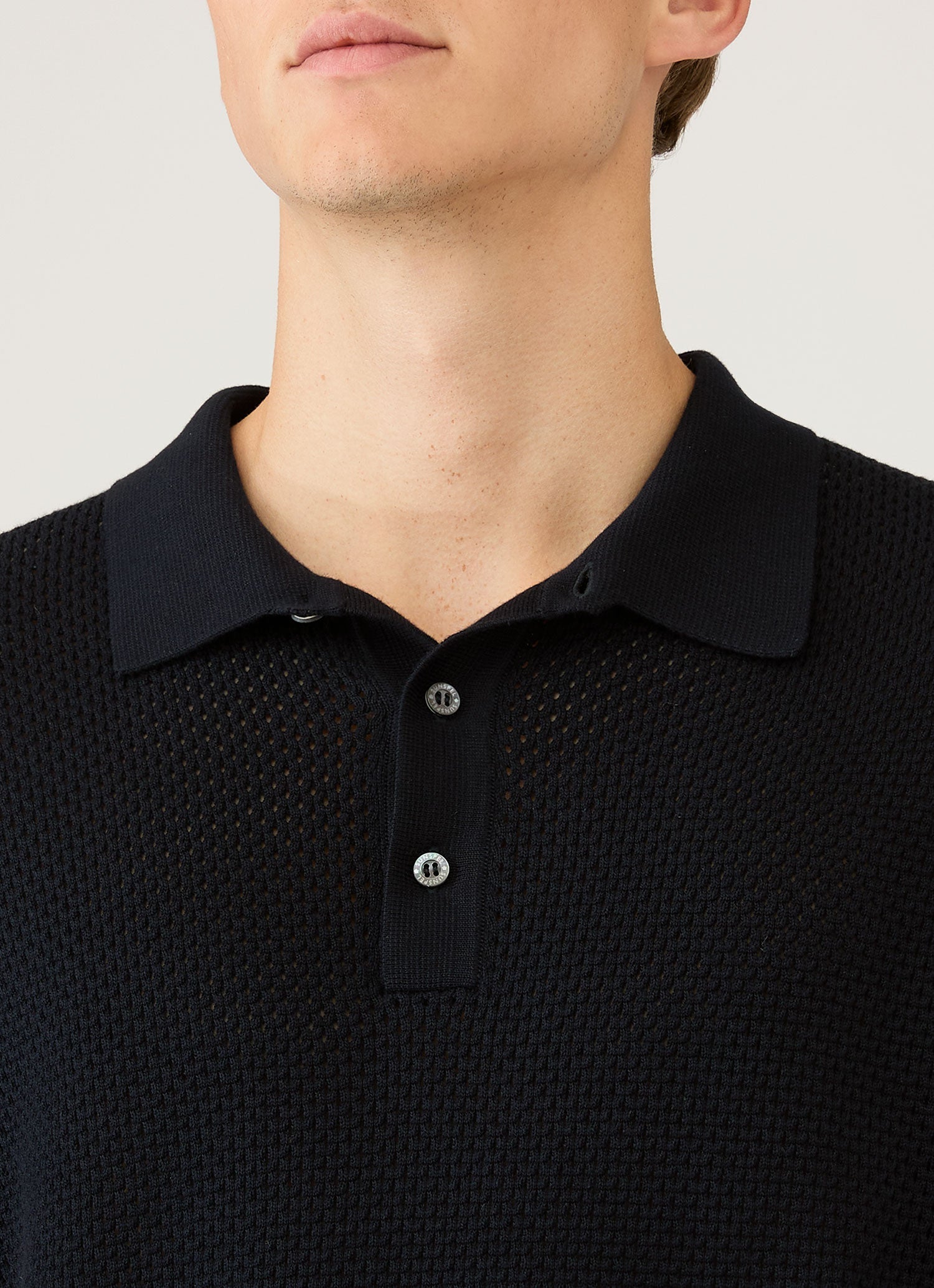 Men's Cotton Mesh Polo in Navy