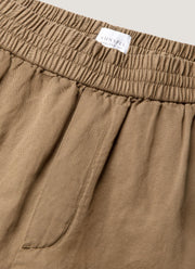 Men's Cotton Linen Drawstring Shorts in Dark Cedar