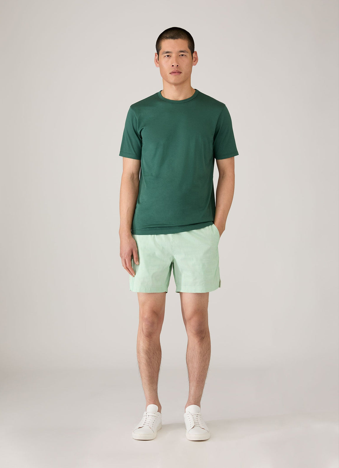 Men's Drawstring Swim Shorts in Bright Green/White