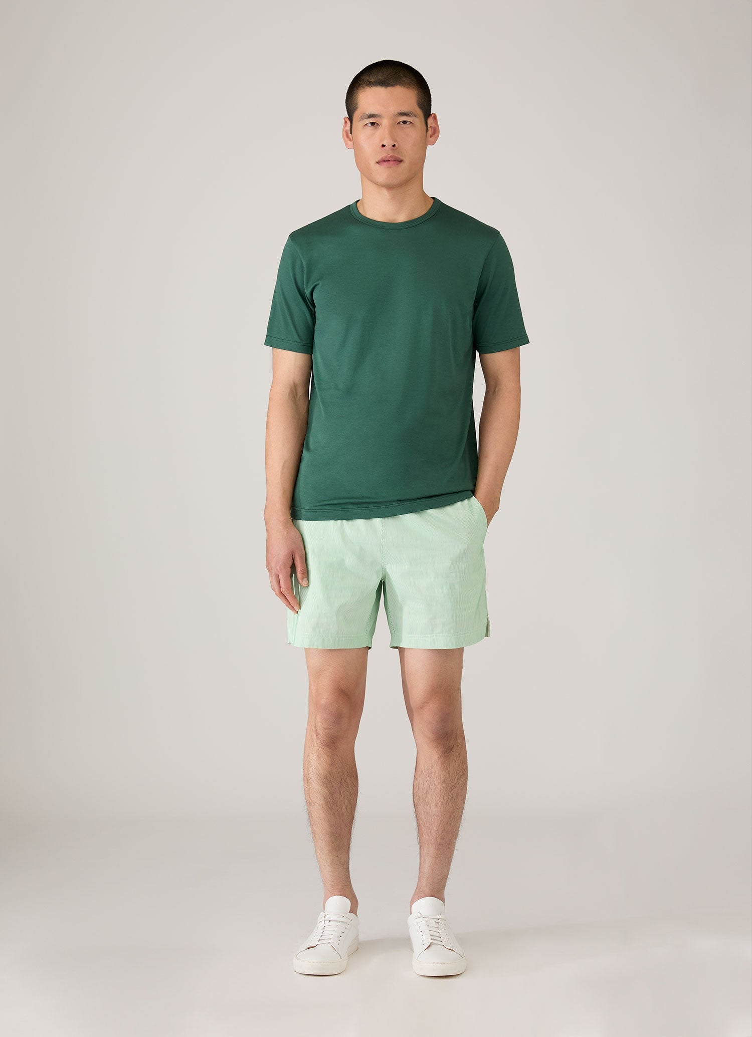 Men's Drawstring Swim Shorts in Bright Green/White