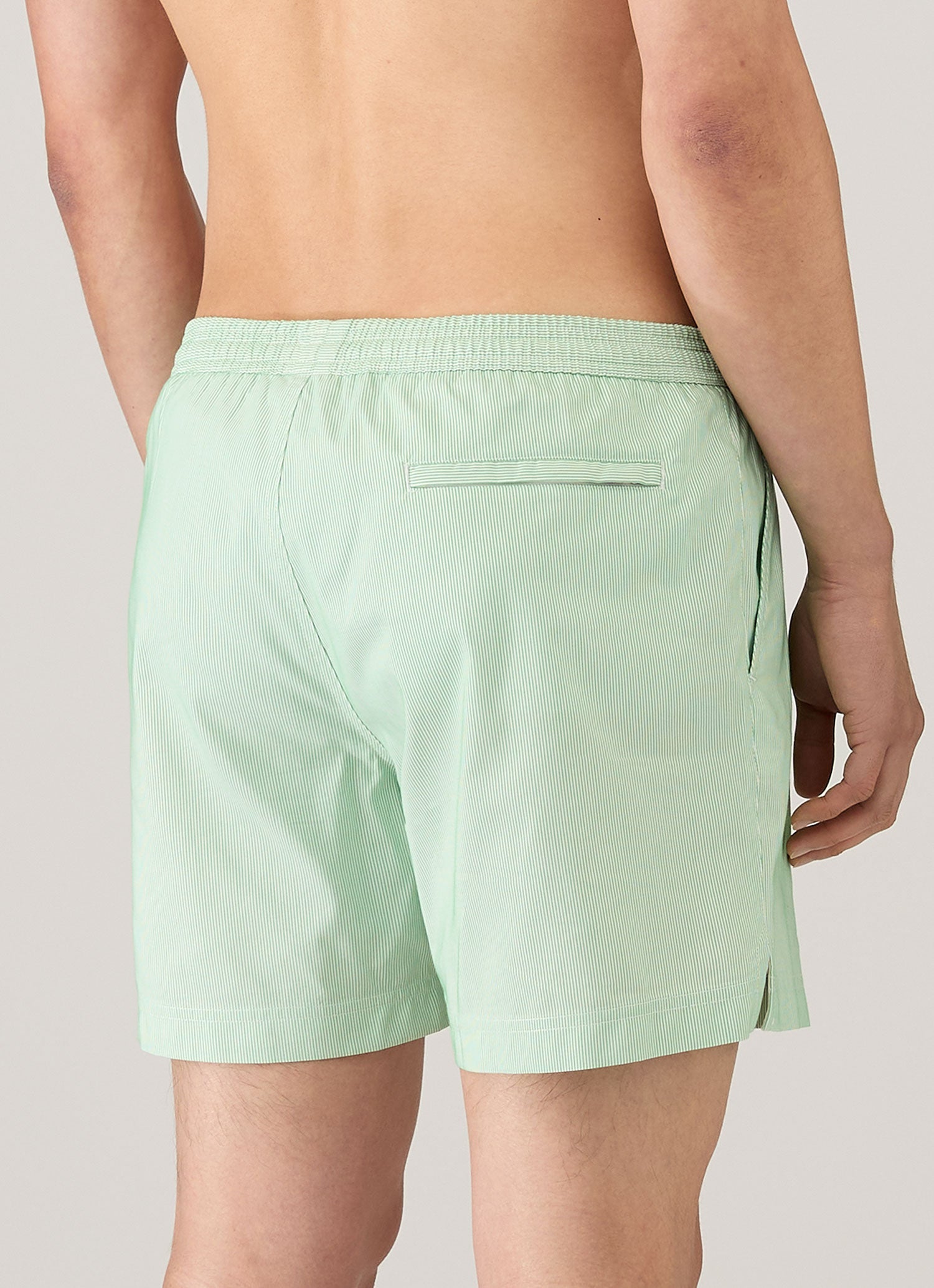Men's Drawstring Swim Shorts in Bright Green/White