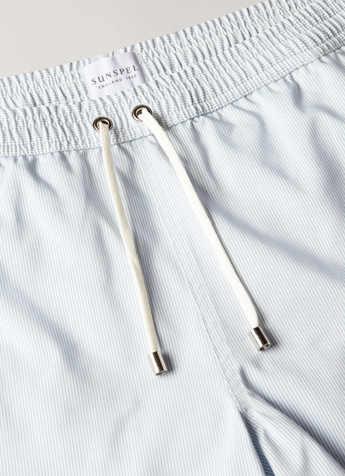 Men's Drawstring Swim Shorts in Sky Blue/White