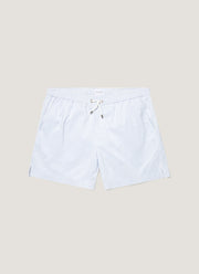 Men's Drawstring Swim Shorts in White/Cool Blue