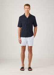 Men's Drawstring Swim Shorts in White/Cool Blue