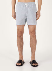 Men's Drawstring Swim Shorts in Navy/White