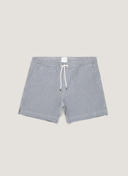 Men's Seersucker Swim Shorts in Navy/White