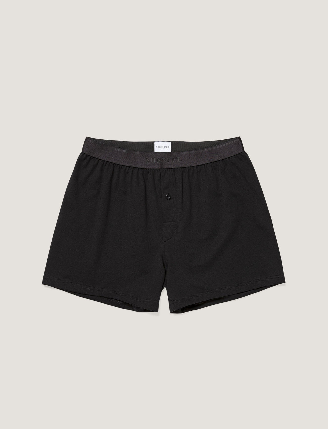 Men's Superfine Cotton One-Button Boxer Short in Black