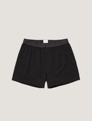 Men's Superfine Cotton One-Button Boxer Short in Black