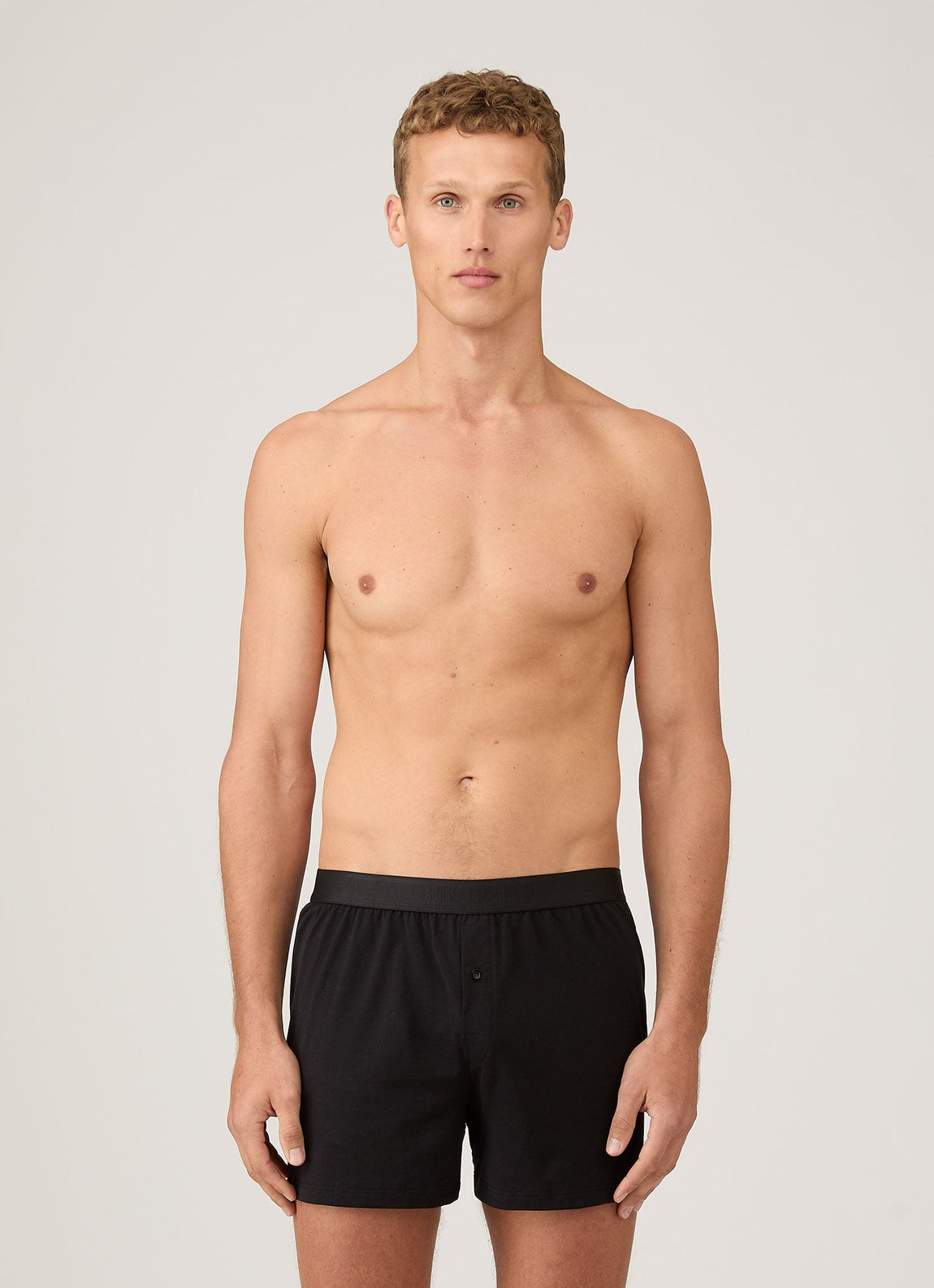 Men's Superfine Cotton One-Button Boxer Short in Black