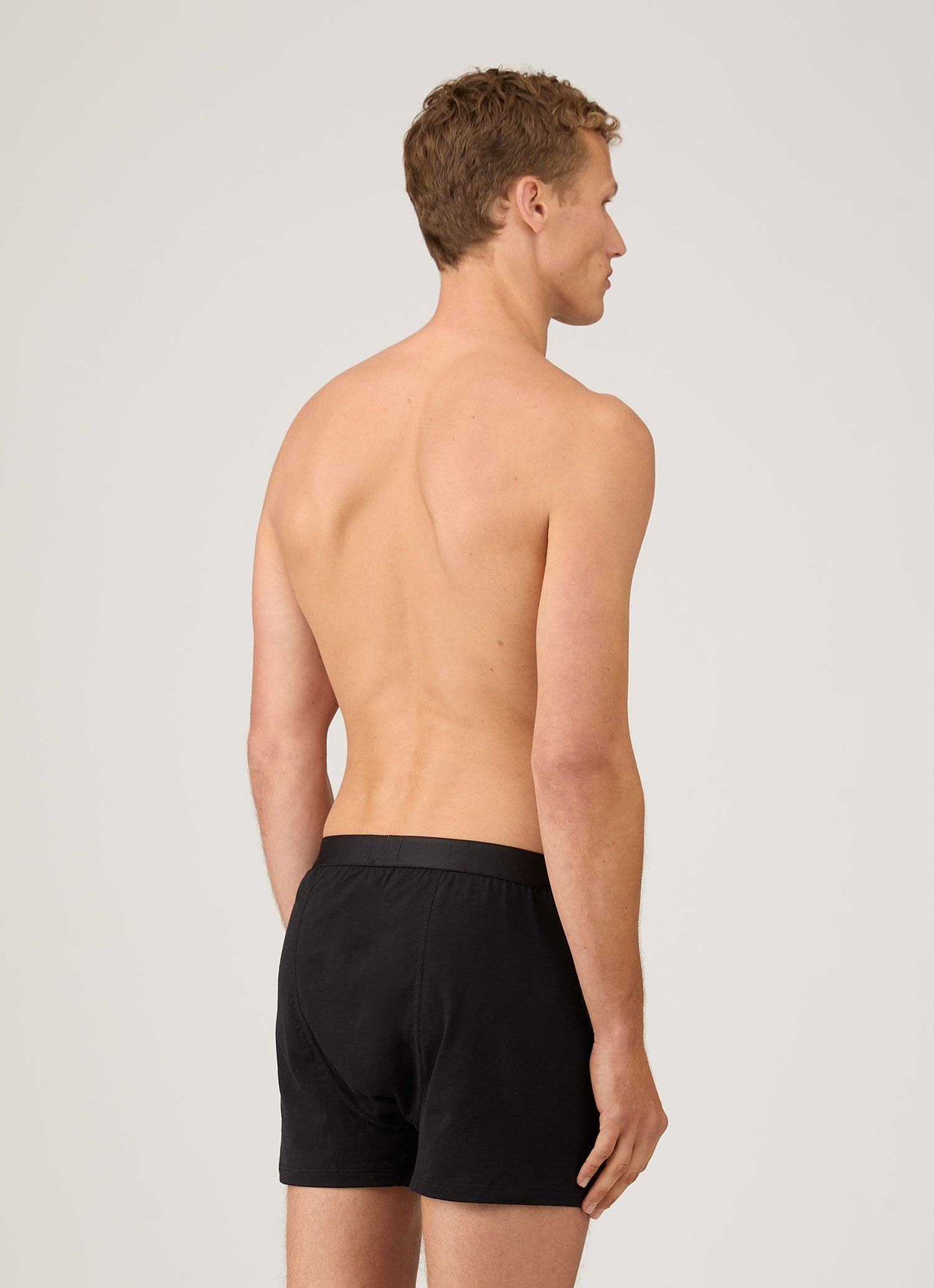 Men's Superfine Cotton One-Button Boxer Short in Black