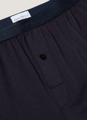 Men's Superfine Cotton One-Button Boxer Short in Navy