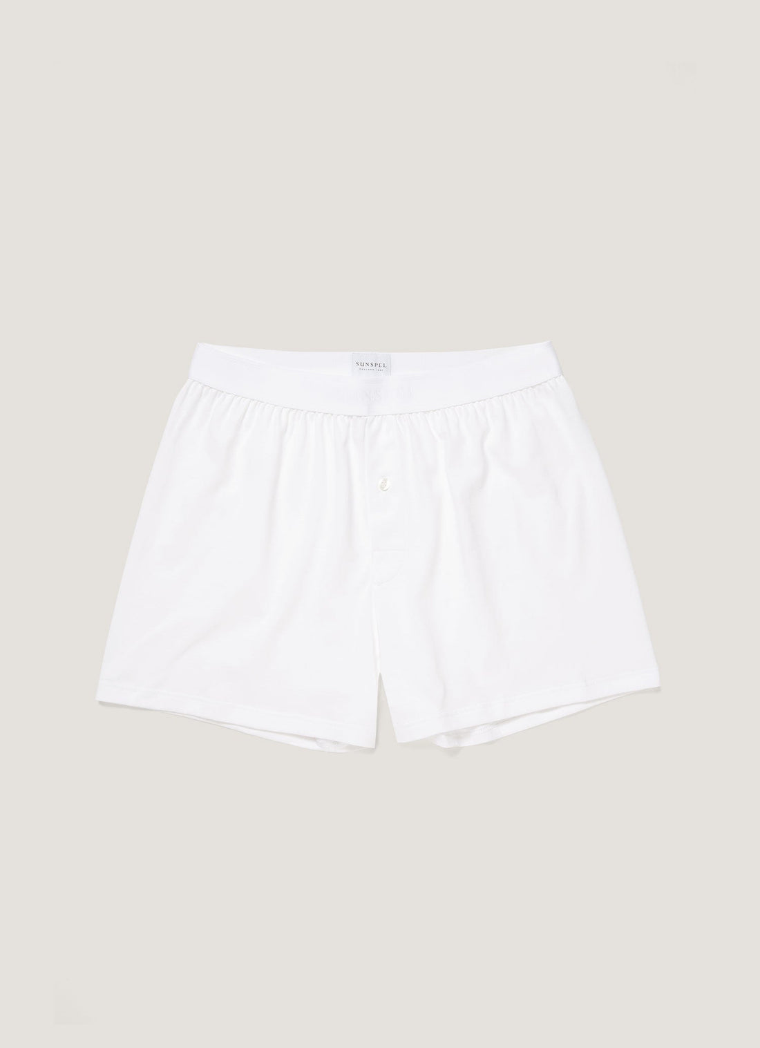 Men's Superfine Cotton One-Button Boxer Shorts in White