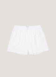 Men's Superfine Cotton One-Button Boxer Shorts in White