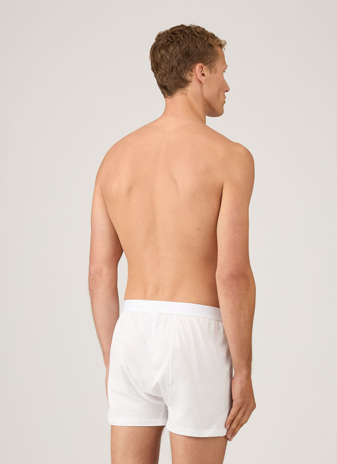 Men's Superfine Cotton One-Button Boxer Short in White
