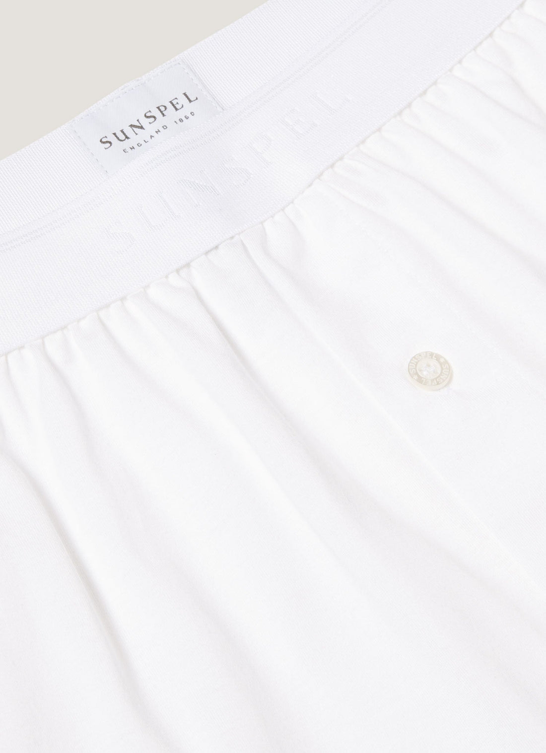 Men's Superfine Cotton One-Button Boxer Shorts in White