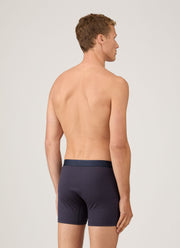 Men's Superfine Cotton Two-Button Boxer Briefs in Navy
