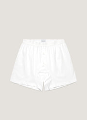 Men's Superfine Cotton Two-Button Boxer Briefs in White
