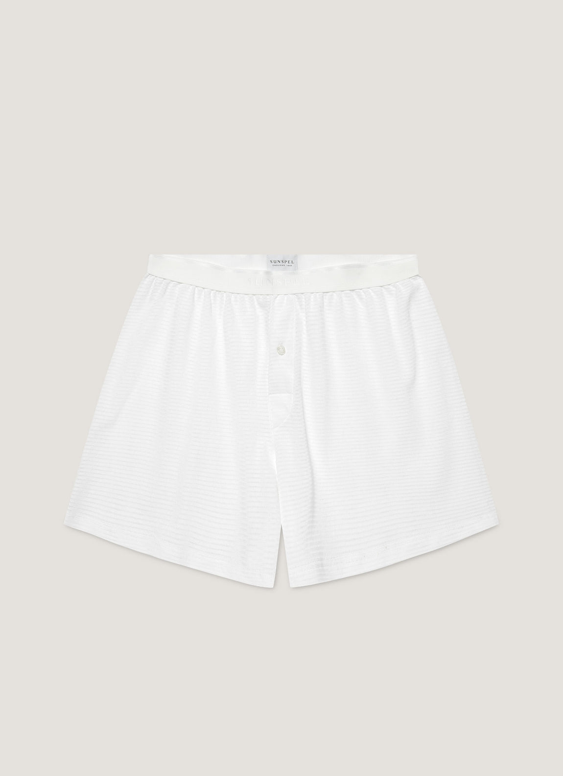 Men's Cellular Cotton One-Button Boxer Short in White