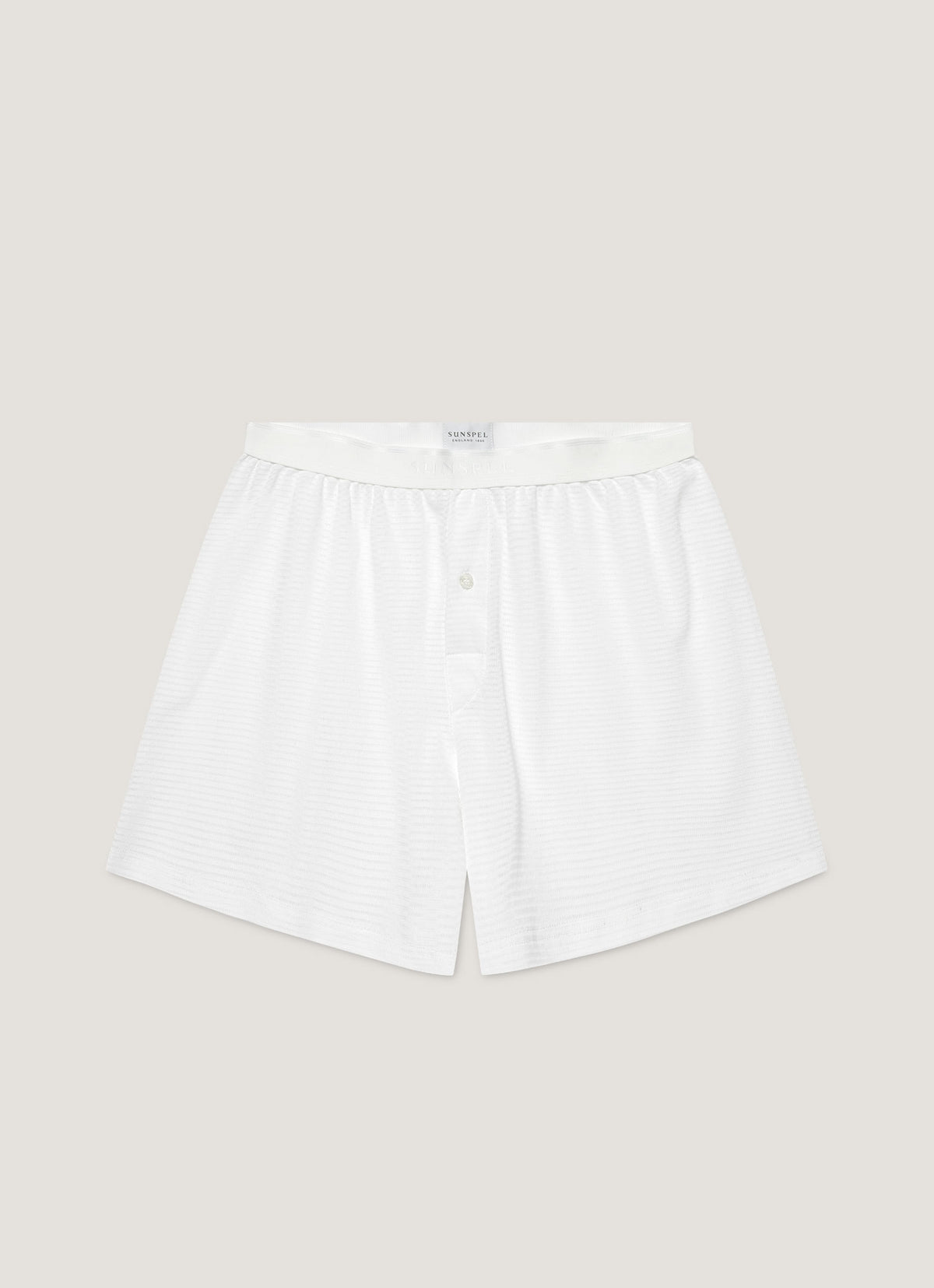 Men's Cellular Cotton One-Button Boxer Short in White