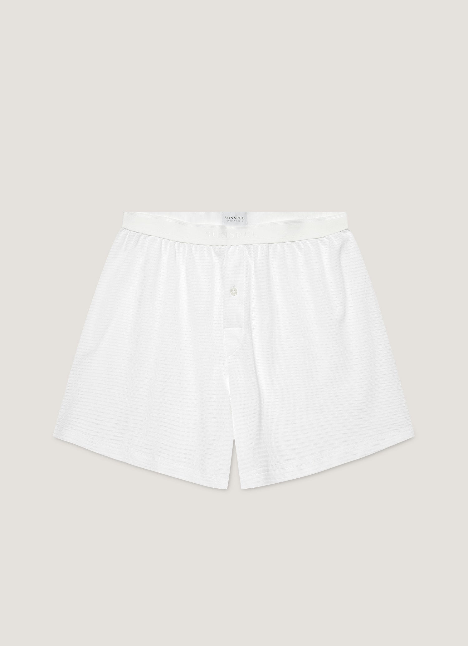 Men's Cellular Cotton One-Button Boxer Short in White