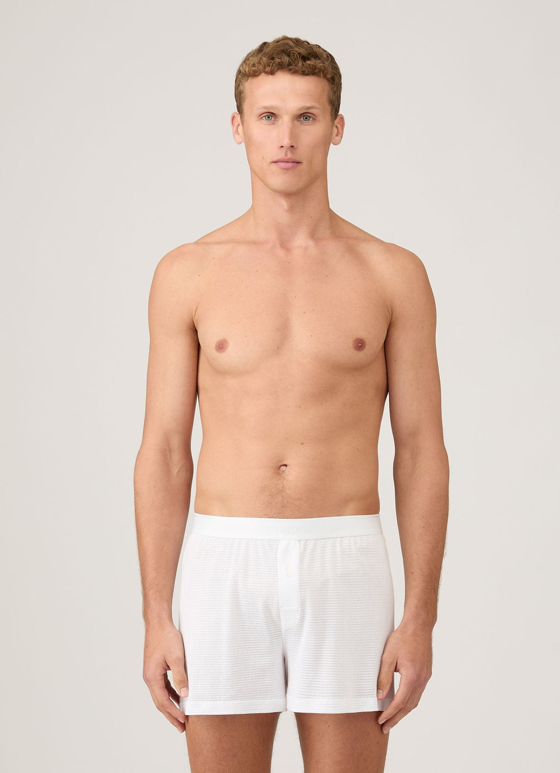 Men's Cellular Cotton One-Button Boxer Short in White