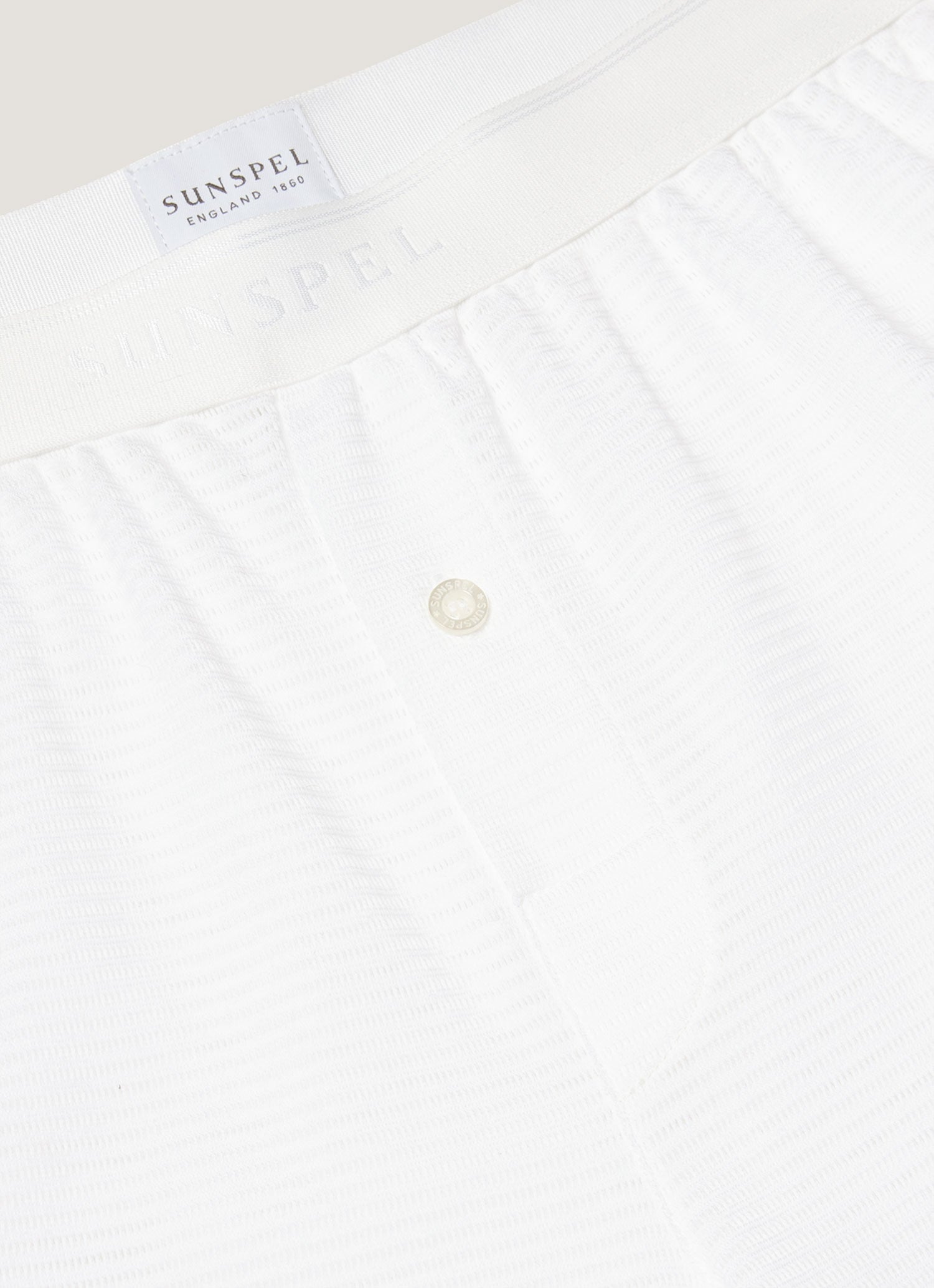 Men's Cellular Cotton One-Button Boxer Short in White
