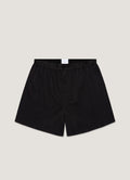 Men's Sea Island Cotton One-Button Boxer Short in Black