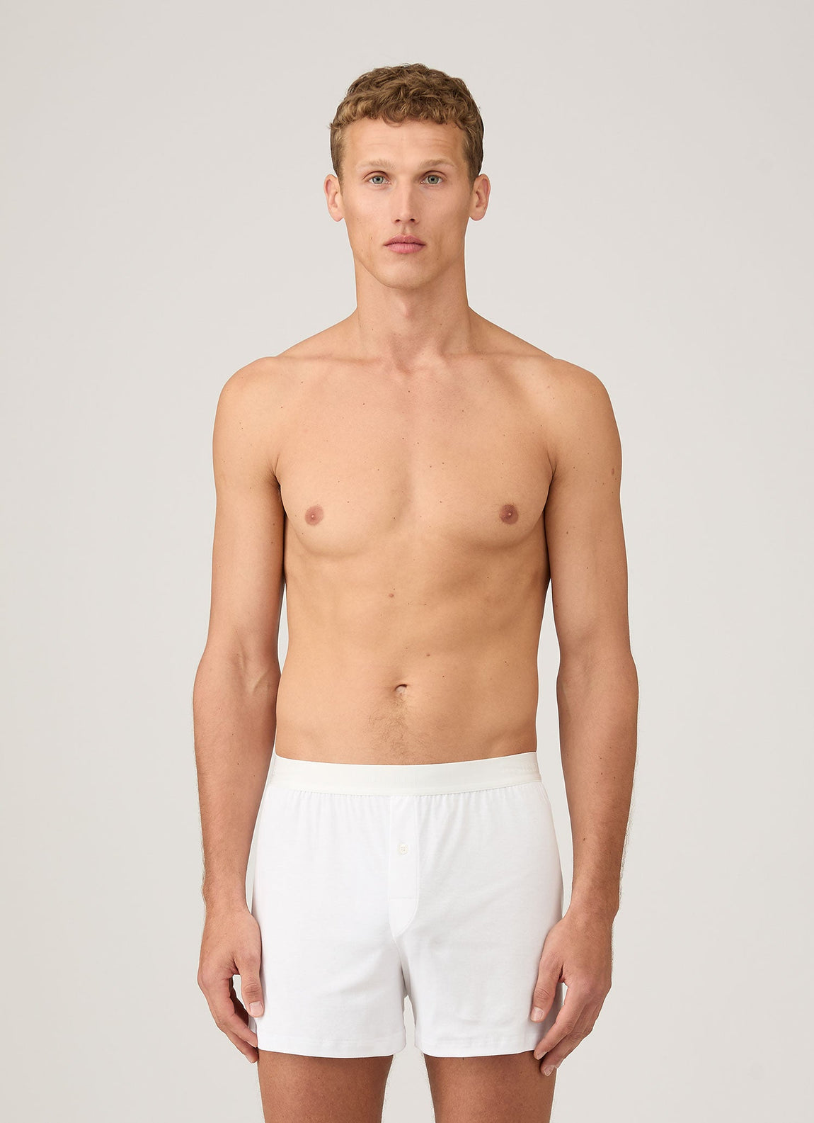Men's Sea Island Cotton One-Button Boxer Short in White