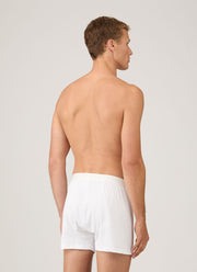 Men's Sea Island Cotton One-Button Boxer Short in White