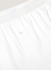 Men's Sea Island Cotton One-Button Boxer Short in White