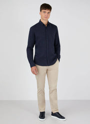 Men's Button Down Flannel Shirt in Navy Melange