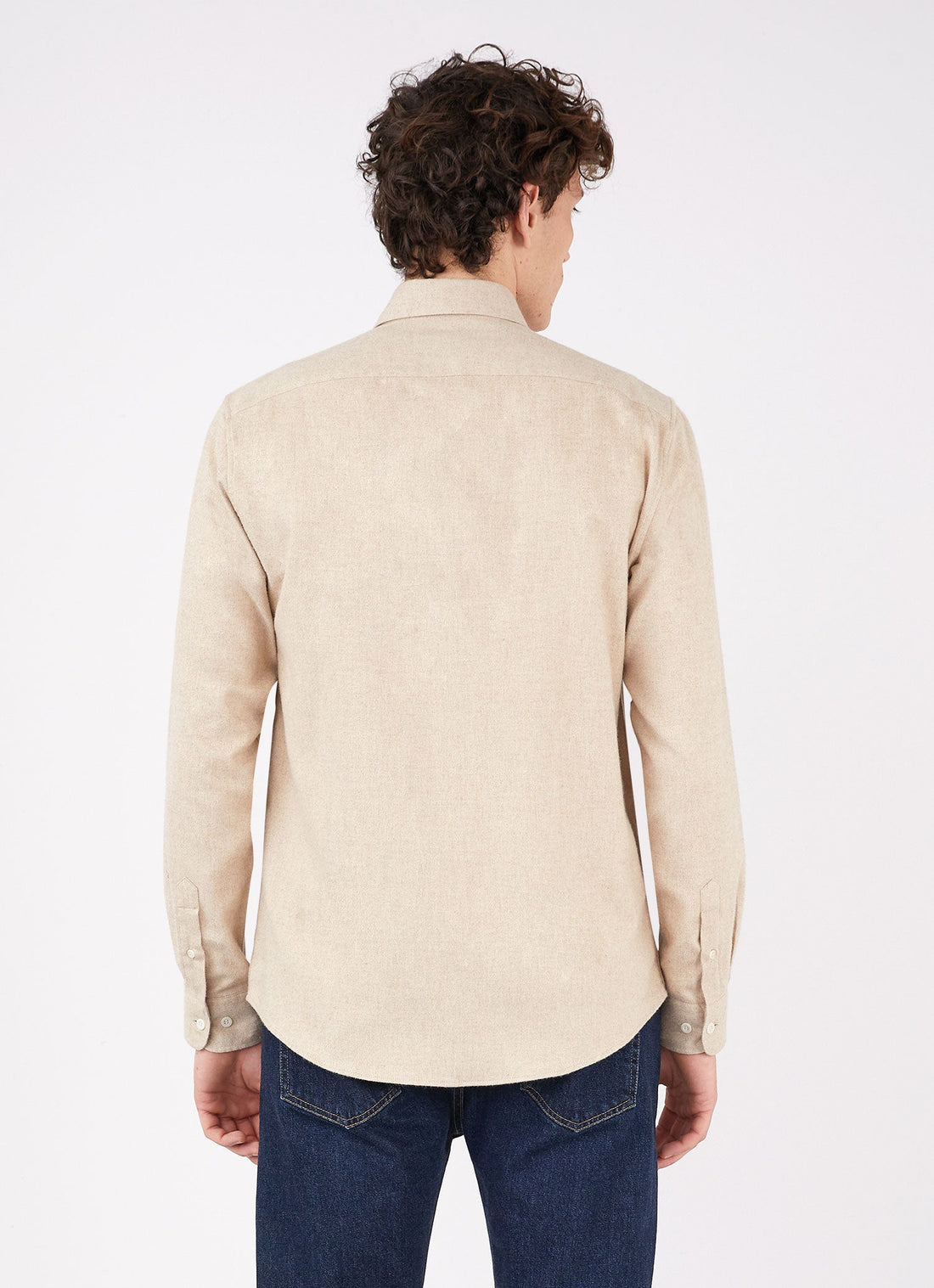 Men's Button Down Flannel Shirt in Oatmeal Melange